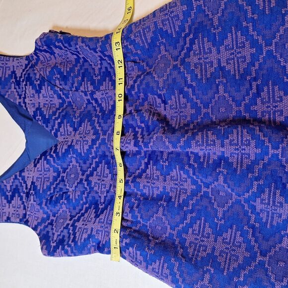 Maeve By Anthropologie Avery Aztec Brocade Blue Purple A Line Mini Dress Size 4 - Picture 6 of 12